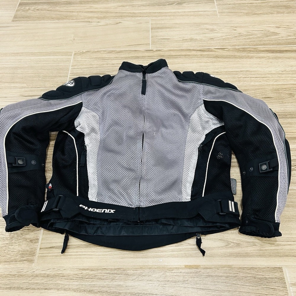 Joe Rocket Women's XL Phoenix Armored Mesh Motorcycle Jacket Black Silver